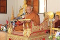 Buddhist monk is preaching to people. Royalty Free Stock Photo